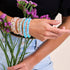 Aigue-marine | Verre Sirène | Bracelet Wrap Lin Blanc